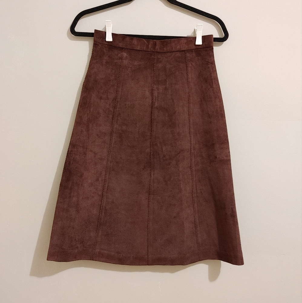 Brown Faux Leather Skirt (Size 8)